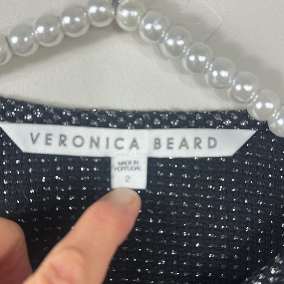 Veronica Beard Black & Silver Ruched Metallic Ira Dress 2 - Picture 8 of 16